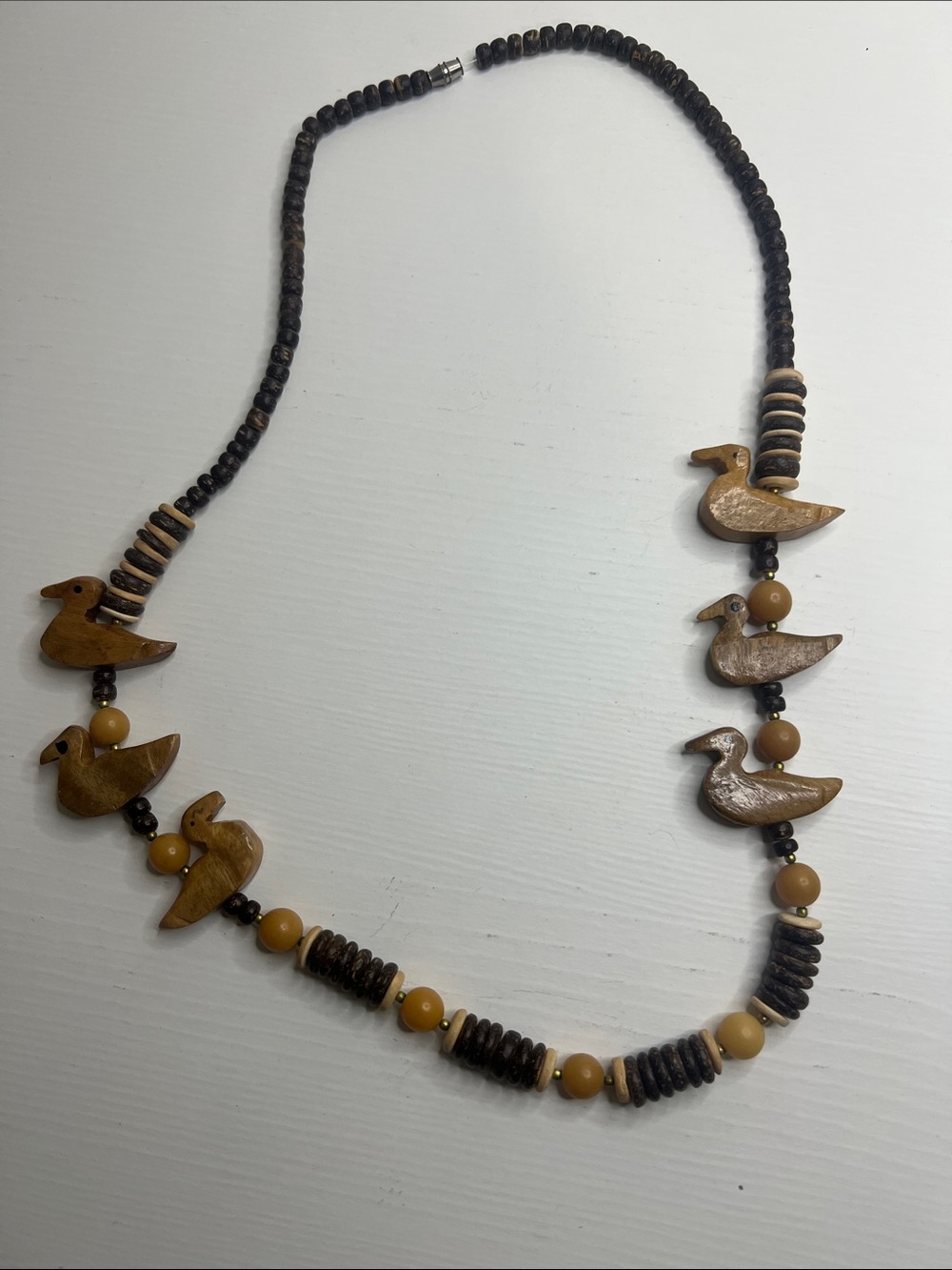 Vintage 1990 Wooden Duck Bead Necklace